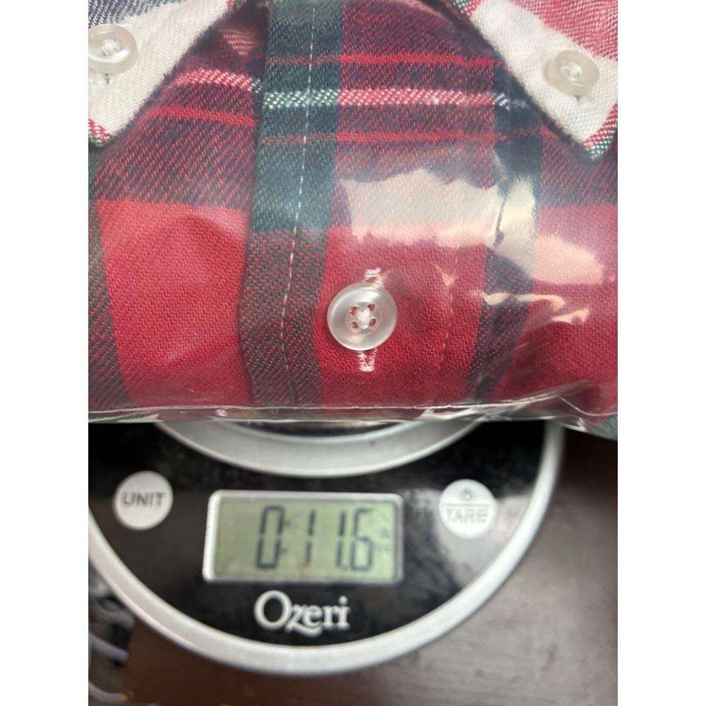 LL Bean Mens XL Plaid Button Down Shirt Red White Green Cotton Made in USA - Picture 8 of 8